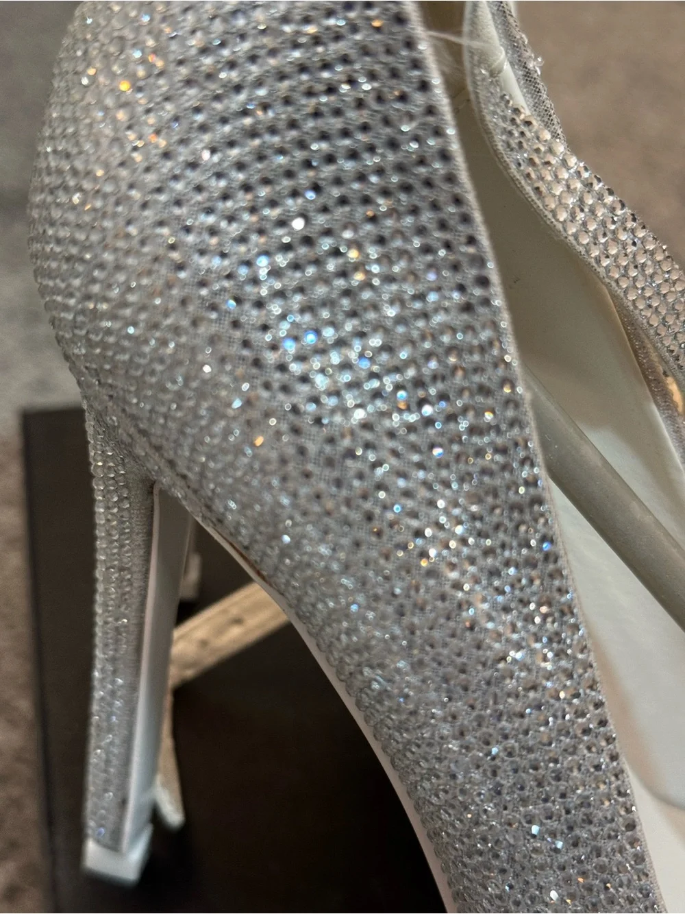 Azalea Wang Silver Glitter Pointed-Toe Ankle-Strap Pumps